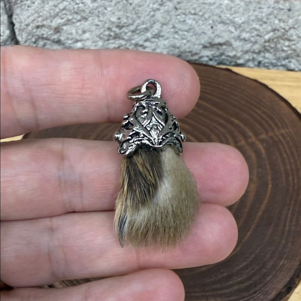 Vintage Charivari Silver and Brown Fur Pendant